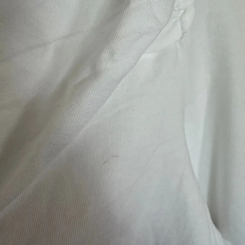 Madewell Puff-Sleeve Tee WMNS M White Crew Neck Cotton Relaxed Fit Ruffle Accent